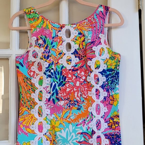 Lilly Pulitzer Floral Lace Detail Front Keyhole Sleeveless Dress Size 4 - Picture 2 of 8